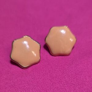 Gold and Tan Flower Stud Earrings